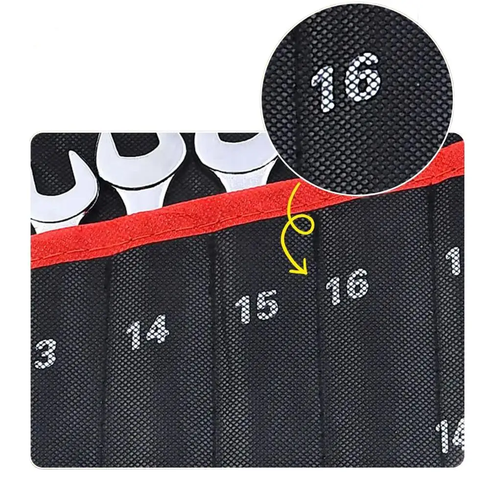 1/2 Stück 25-Fach Schraubenschlüssel-Aufbewahrungstasche, tragbare, robuste 6-32mm gewebte Werkzeugtasche, Werkzeugaufbewahrungstasche, Schraubenschlüsselhalter – Detail 8