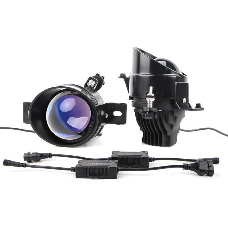 

3Inch Fog Lights 3Colors H8 H11 Bi-led Lens Projector Blue Film White Light 12V Led Headlight Bulb for Toyota/Nissan Fog Lamp ﻿