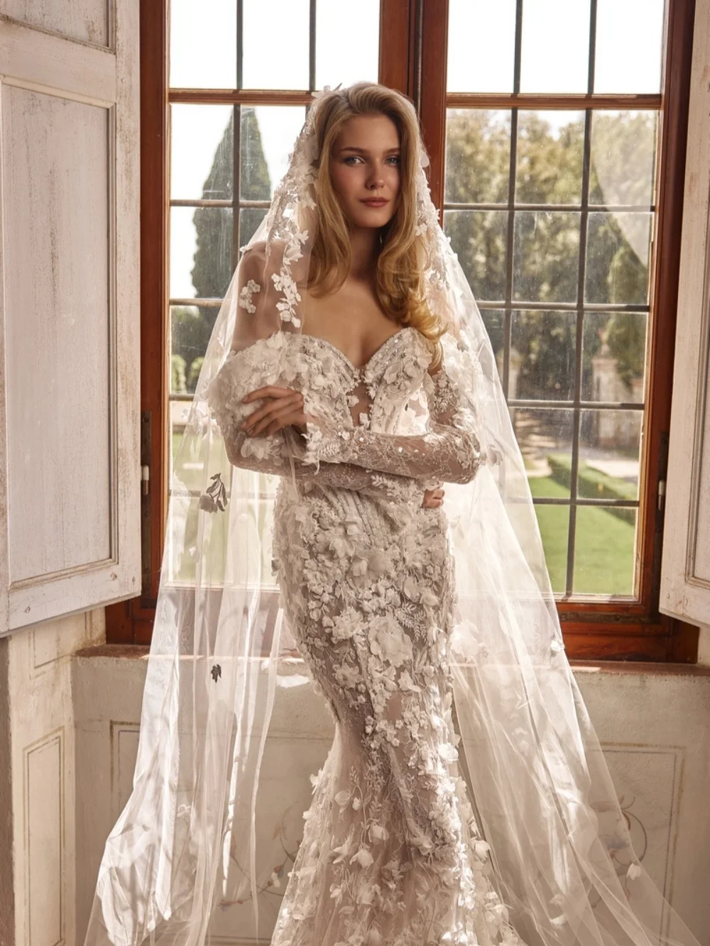 Opulent 3D Floral Beaded Wedding Dress Delicate Lace Off Shoulder Bridal Gown Customized Dreamy Mermaid Long Dresses For Bride
