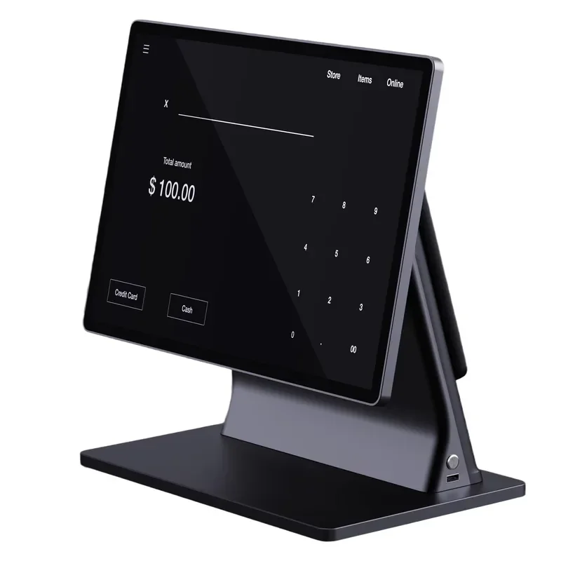15.6 Inch Slim Metal All in One POS Terminal with Intel Core i3 i5 Processor Touch Screen Checkout System for Restaurant