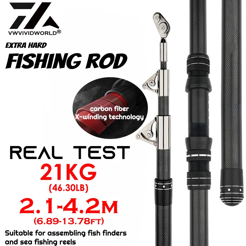 vz poderoso carbono telescopico pesca arraste rod guia pully linha adequado para fish finder 21kg 2142m 01