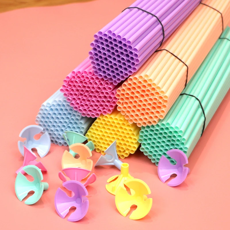 10/20/50 Pcs Balloon Supporting Rods Thickened Ballon Accessories 32cm Large Plastic Rod Supporting Cup Birthday Party Wedding