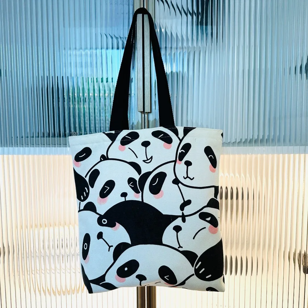 Original Design Panda Large Capacity Shoulder Canvas Bag Female Student Handbag Bag New