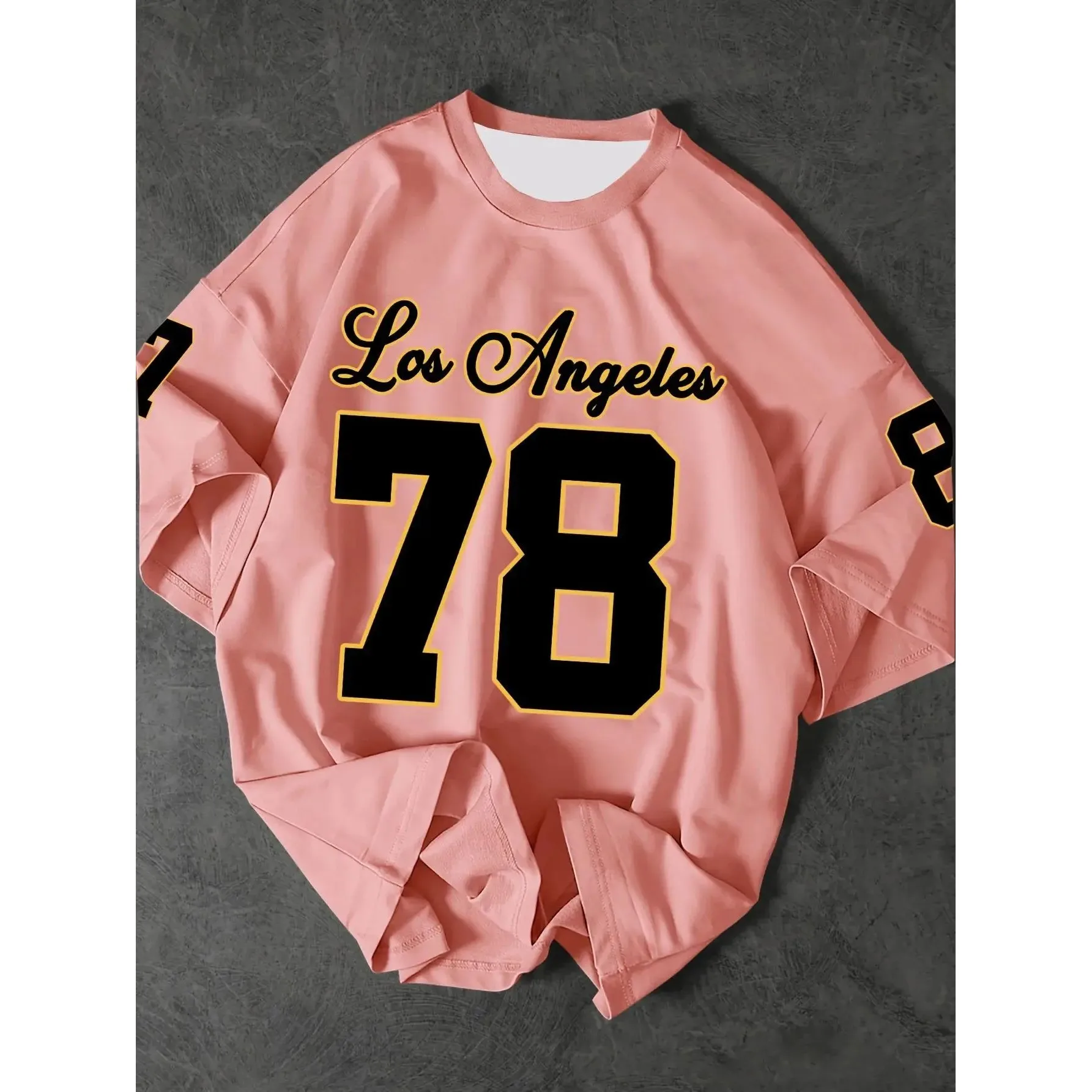 

Лето 2025 г., мужская футболка Los Angeles No 78, мужской топ большого размера, модный молодежный длинный све, повседневная, удобная посадка