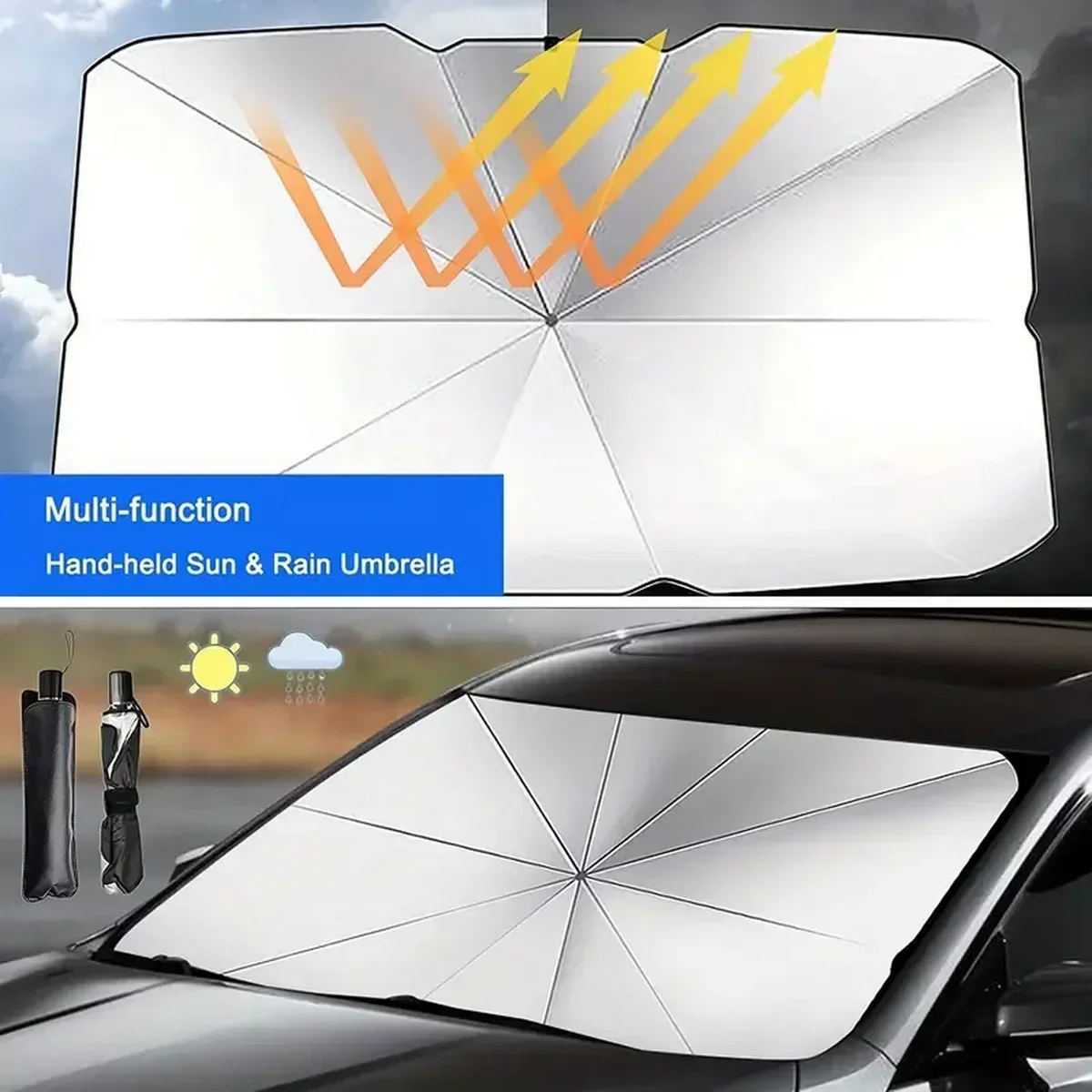 Car Windshield Sun Shade Umbrella Foldable Car Sunshade Front Window Cover for UV Ray Block & Sun Heat Car sunshade umbrella