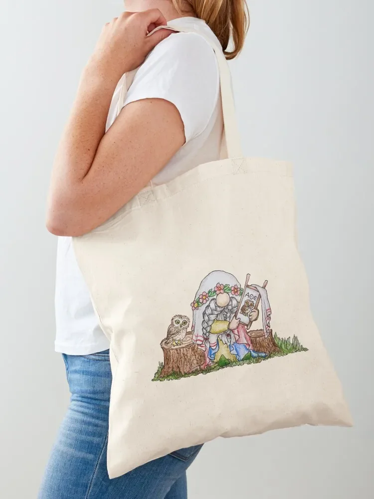 Athena the Embroidery Gnome Tote Bag woman shopping bag custom tote bag reusable shopping cute pouch Canvas Tote