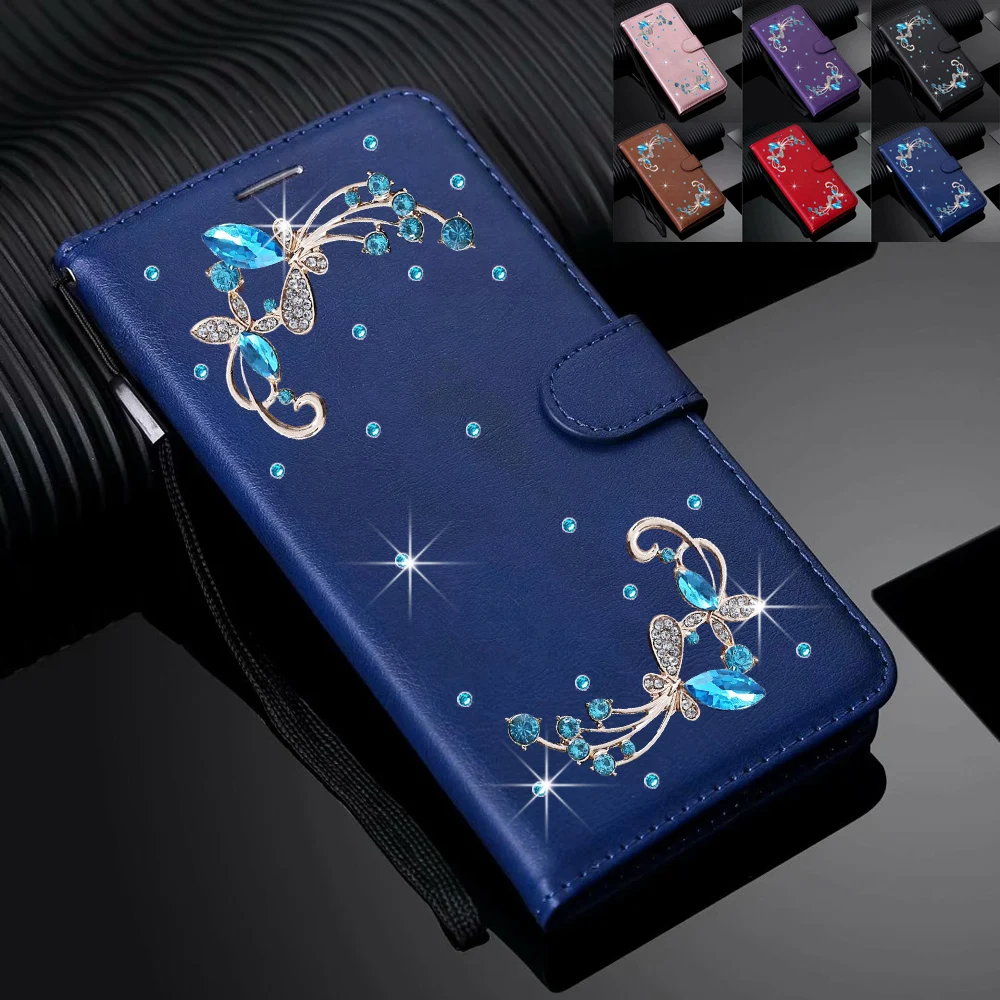 

Rhinestone Case for OPPO Realme C100X C100i 4G Realme 16 Pro Plus 5G Flower Wallet Card Slot Phone Case Stand Cover fundas capa