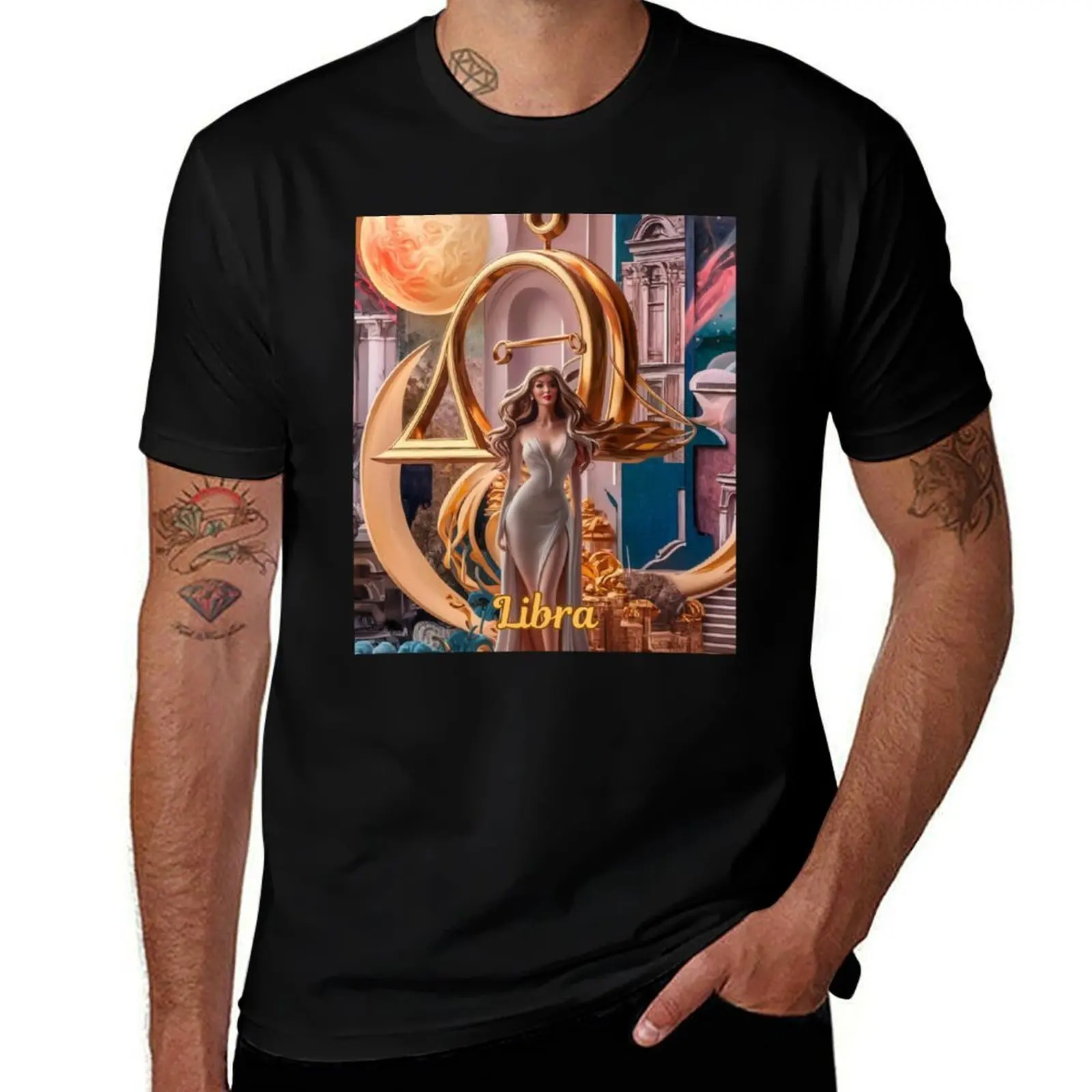 Libra Zodiac, whimsical lady, celestial woman T-Shirt t shirt man luxury T-Shirt