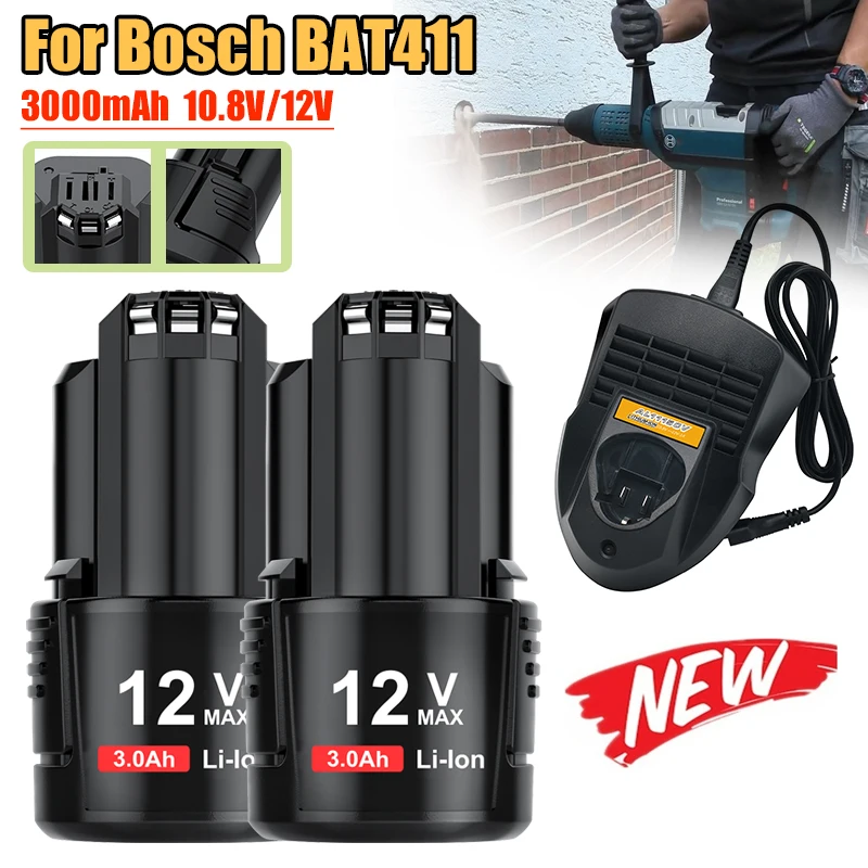 3000mAh 10.8V/12V akumulator litowo-jonowy do obsługi BOSCH BAT411 BAT412A BAT413A D-70745GOP 2607336013 2607336014 PS20-2 PS40-2