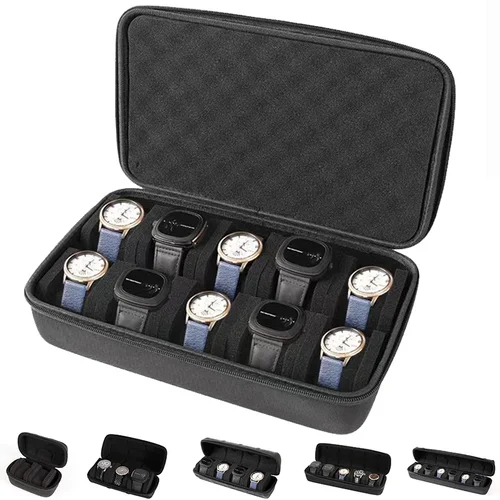 Imagen 1 del producto Organizador de caja de reloj para hombres o mujeres, estuche de viaje para relojes, almacenamiento portátil, soporte de exhibición para relojes de pulsera y relojes inteligentes