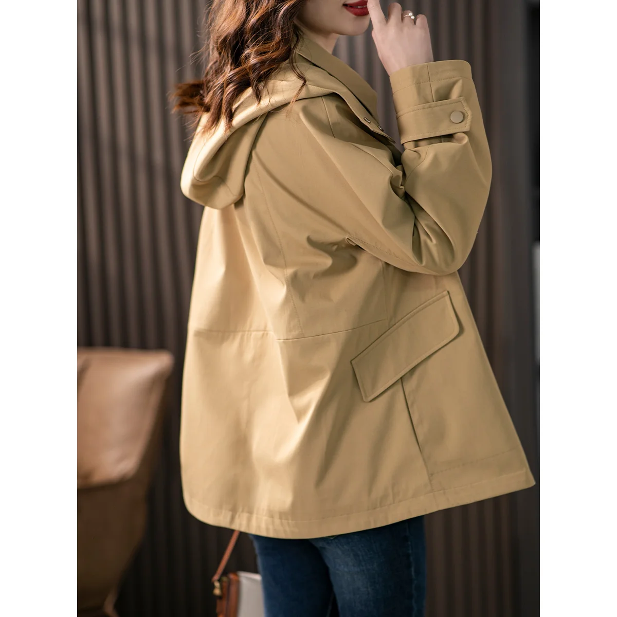 

Женская куртка с капюшоном в Корейском стиле Sle Faion, весенне-осенняя новая свободная верхняя одежда Personali из хлопка и полиэстера