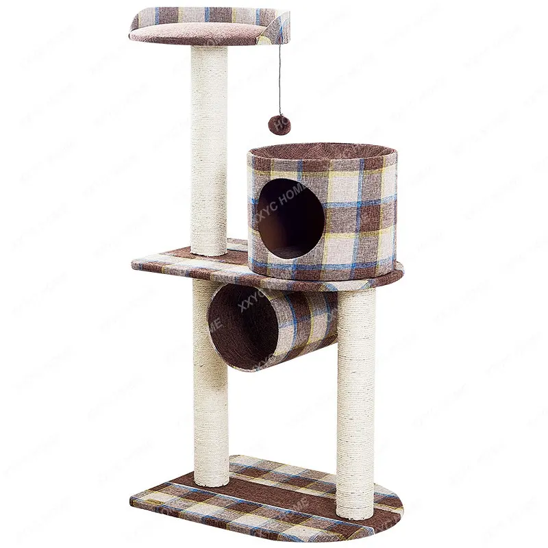 

Cat Climbing Rack Hammock Nest Tree Integrated Plaid Jumping Platform Toy pet Supplies