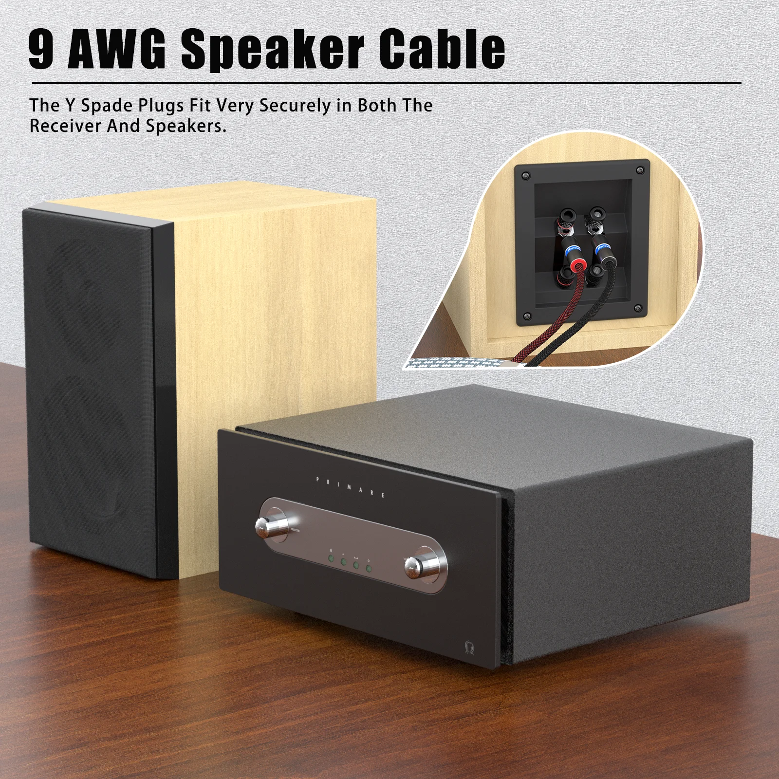 Paire de câbles de haut-parleur Monosaudio S802 11AWG, plaqués rhodium, Y Spade, haut-parleur, utilisation pour Home cinéma, ligne d'amplificateur haut de gamme