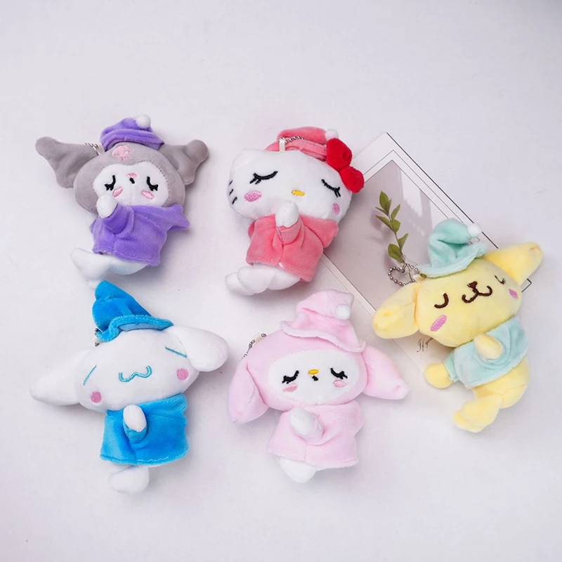 Sanrio Sleeping Baby Melody Cinnamoroll Kuromi Hello Kitty Plush Anime Kawaii Plushie KeyChain Bag Decoration Doll Kids Gift Toy