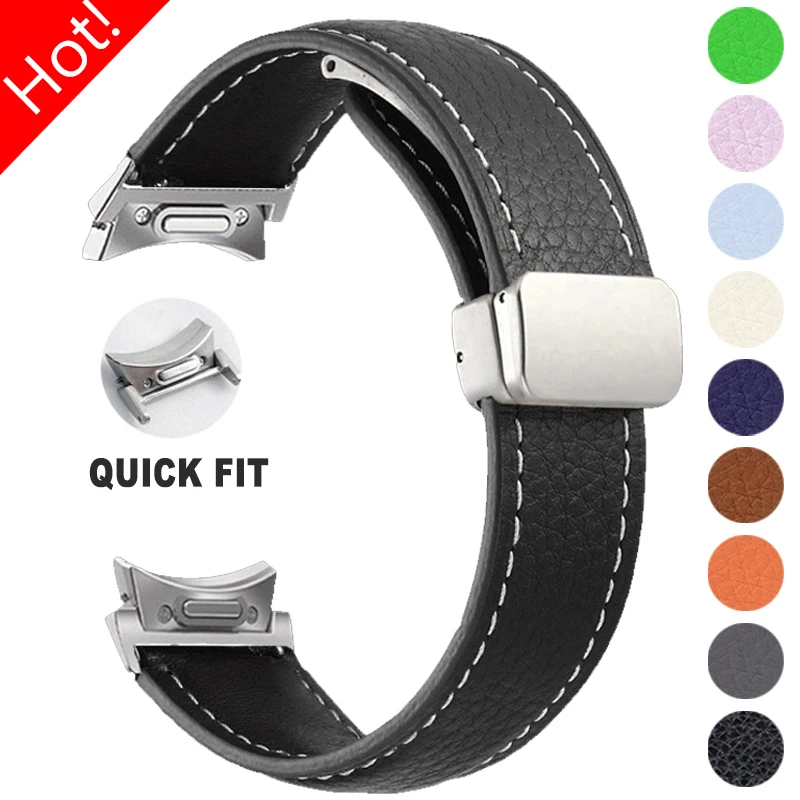 Skórzany pasek bez luk do zegarka Samsung Galaxy Watch 6 4 Classic 43 47 mm 5Pro Pasek magnetyczny do zegarka Galaxy Watch 7 6 5 4 40 44 mm bransoleta