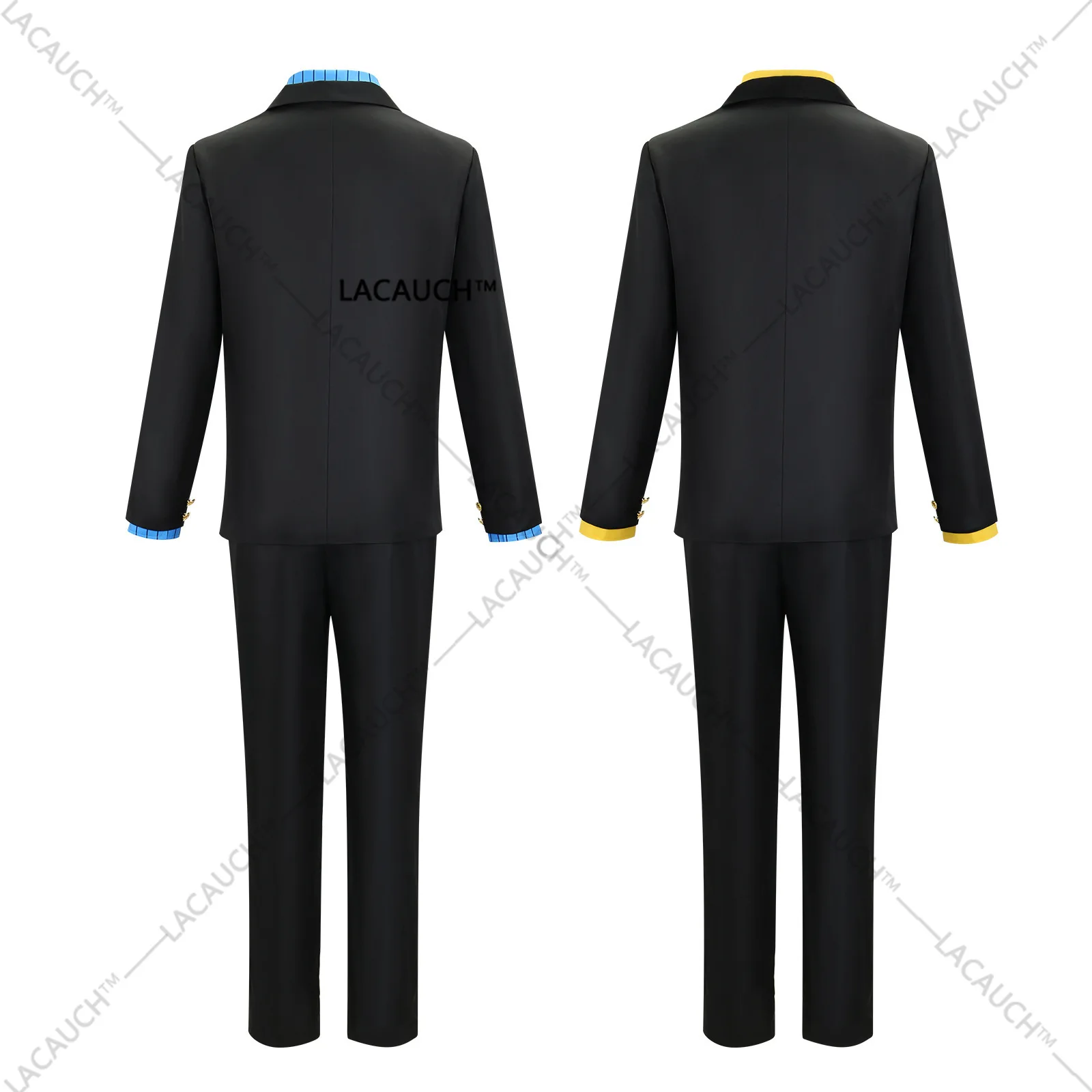 Hot Anime Vinsmoke Sanji Cosplay Costume Blue Yellow Red Shirt Suit Uniforms Wig Halloween Party Role Play Outfit for Adult Men - view 4