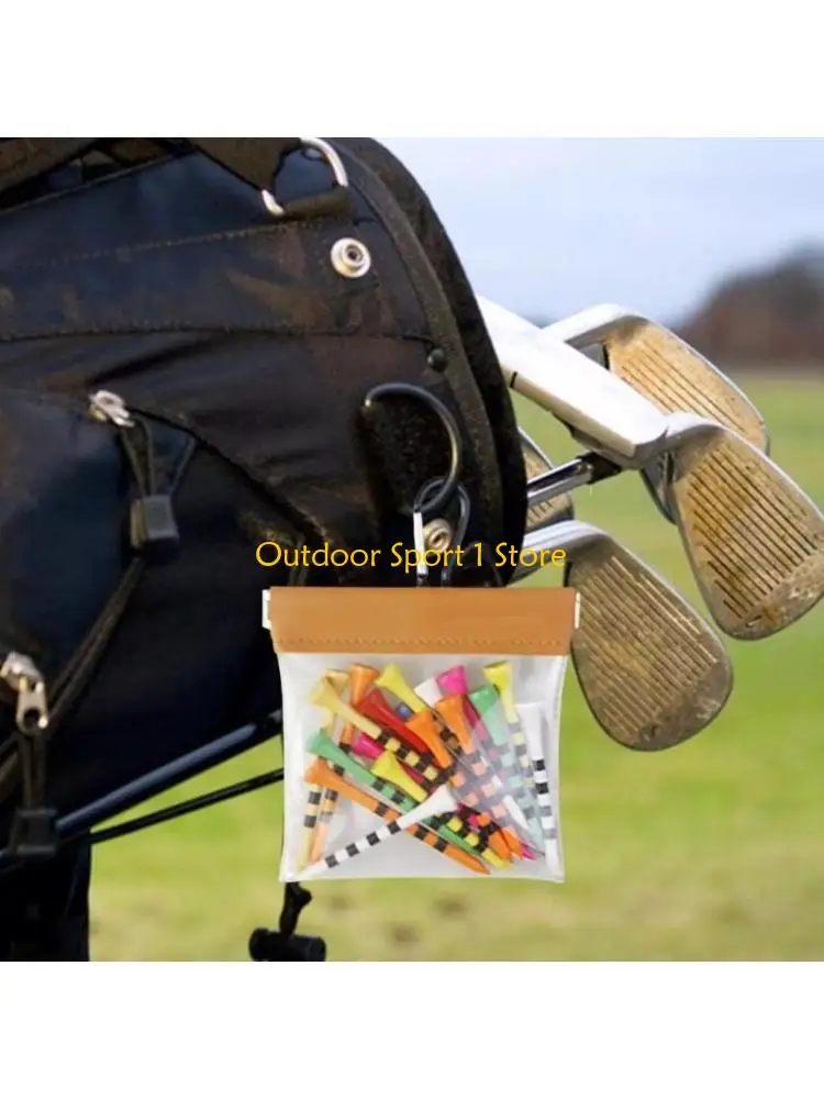 

A0KA Clear Golf Tees Storage Bag With Clip Portable Golf Tees Waist Bag Light Weight Golf Tees Holder Enduring