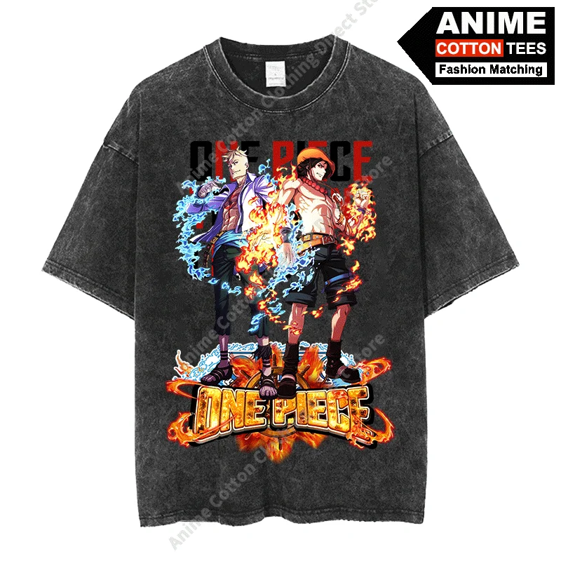 

Anime ONE PIECE - Fire Fist ACE & Immortal Bird Marco Print T Shirt y2k Harajuku Street Men Women Short Sleeve Cotton Loose Tees