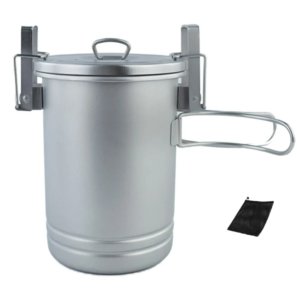 

Stainless Steel Camping Rice Cooker for 3 Portable Cooking Pot with Foldable Handle Ideal for Outdoor Adventures