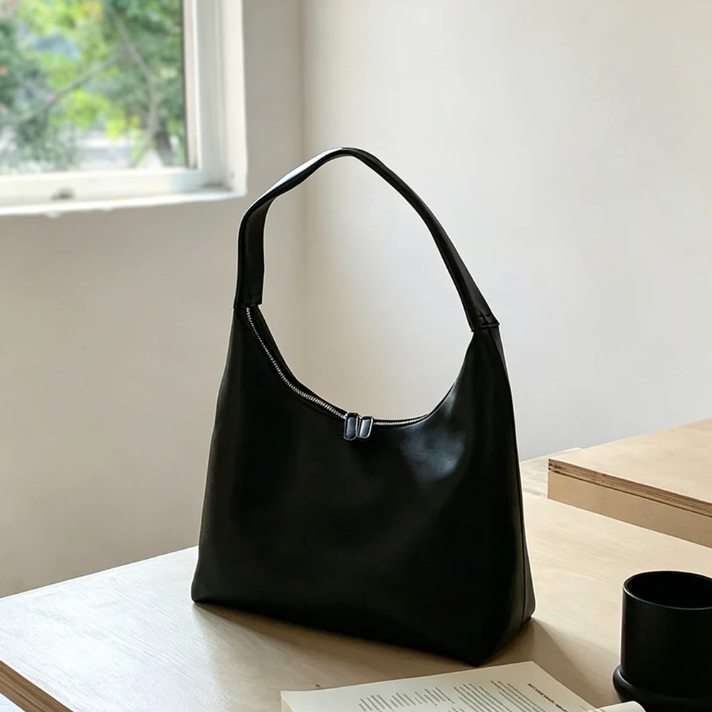 Women's Simple One Shoulder Bag High Grade PU Leather Solid Color Soft Underarm Bags Casual Daily Commute Handbags