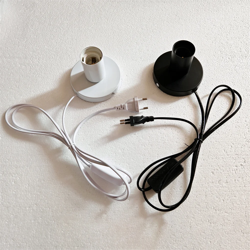 1.6M Cable Night Light With Line Lamp Head E27 Lamp Socket Table Lamp Decoration Lamp Polished Metal Desktop Lamp Base Holder