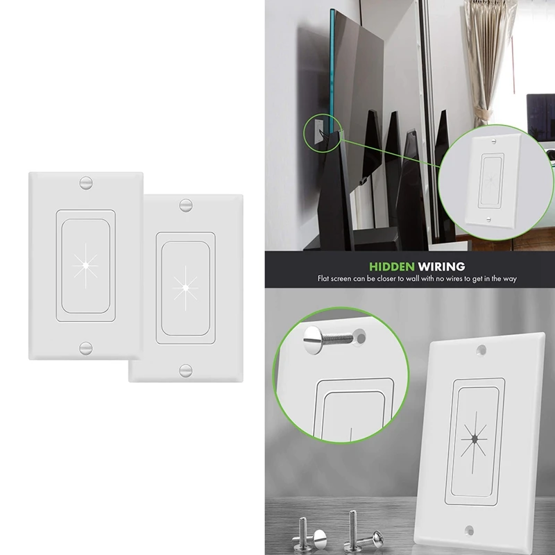 Flexible Rubber Wall Grommet Insert With Decorator Wall Plate, 1-Gang Pass Through Plate For Low-Voltage Cables