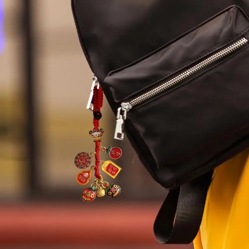 Chinese Wealth God Pendant Creature Bag Pendant God Of Wealth Charm Chinese Traditional Figurine Backpack Ornament Automotive