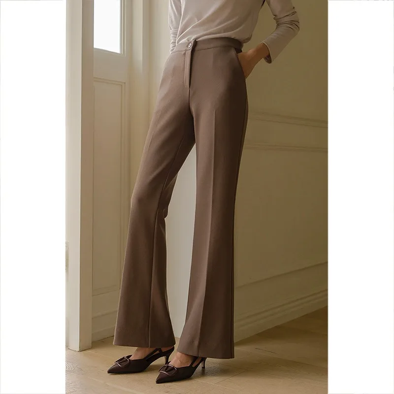 

Женские брюки-клеш с высокой талией, стройнящие, с драпировкой, повседневные