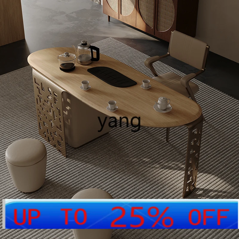 

LH Italian minimalist solid wood tea table and chairs modern simple home Zen tea table