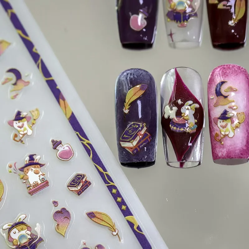 Miniso 5D Disney Princess Nail Stickers DlY Kawaii Bunny Princess Stickers Cute White Rabbit Nail Stickers Nail Art Supplies