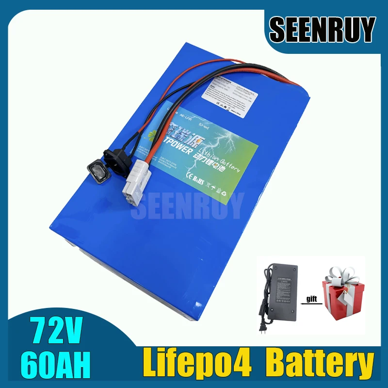 Lithium-iron  72V 60AH Lifepo4 Battery with BMS 50A 80A 100A 120A 150A For RV Motorcycle Golf Cart Food Truck Forklift