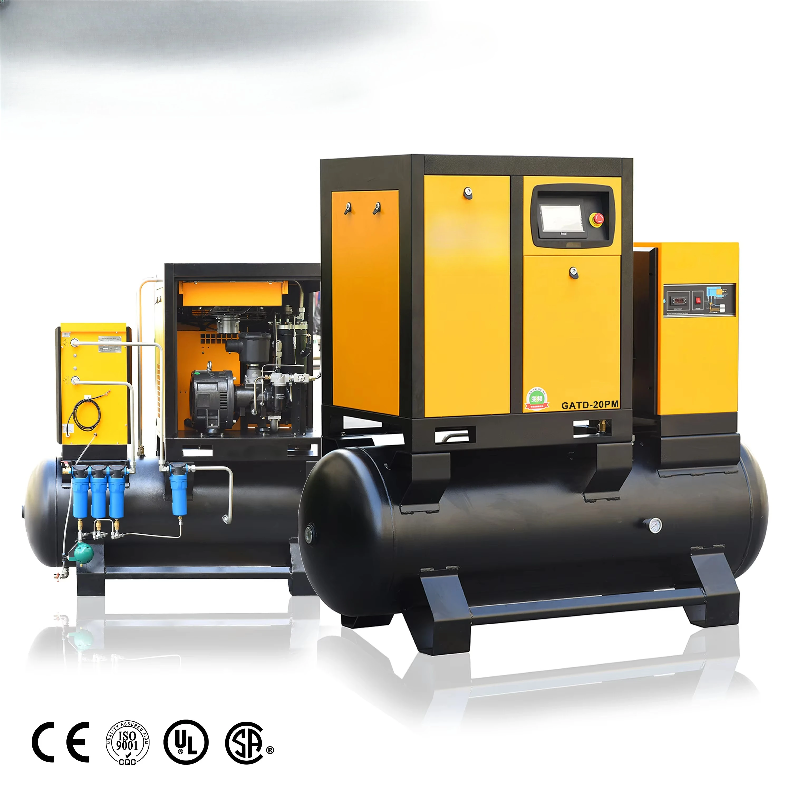 GIANTAIR 15HP Stationary IP54 Rotary Screw Type Air Compressor Single-Phase 10HP 7.5KW 80-Gallon Pump Engine-Manufacturer's