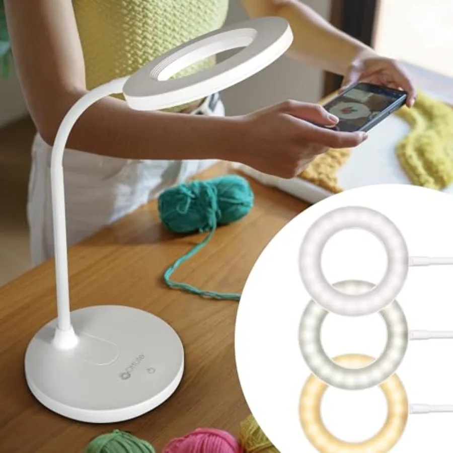 

Vibe LED Ring Light, Rechargeable and Portable, 3 Color Temperatures, Book Light, Table Lamp Reading, Work, Desk Lamp for Home