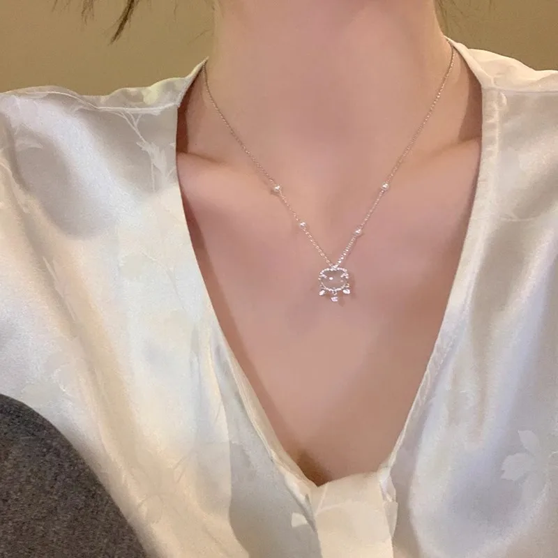 Nuevo Colgante de cerradura de seguridad s925 de estilo chino, collar de plata de ley, cadena de clavícula de nicho exquisito