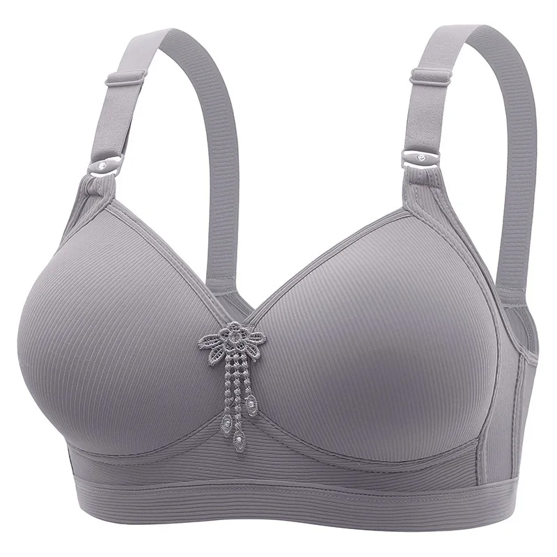 Damen-BH in Unifarbe mit Quasten, Verstellbarer Mädchen-BH, Drahtloser BH ohne Polsterung, Dünn und Atmungsaktiv, Mutter-BH mit 3/4-Cup, Übergröße