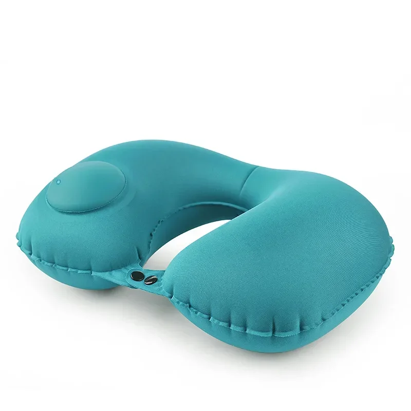 Almohadas de viaje para aviones, almohada inflable súper ligera portátil para el cuello, almohada inflable automática para vértebras cervicales en forma de U