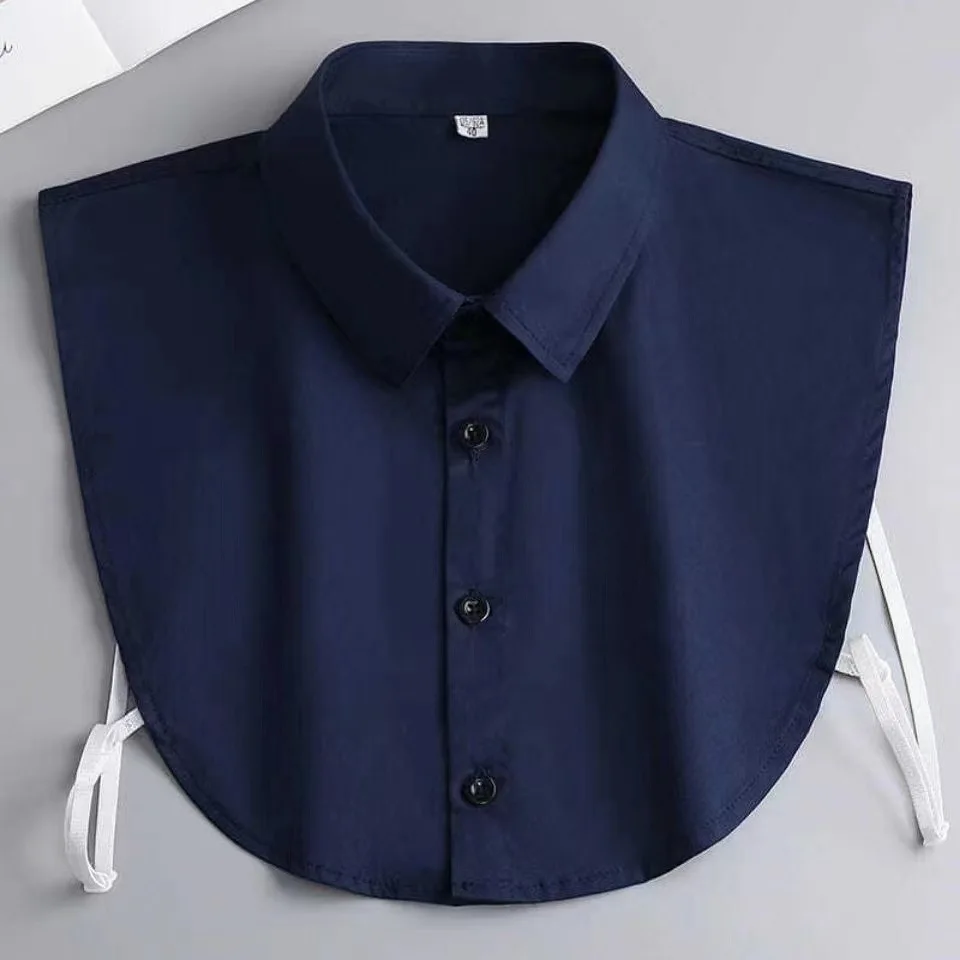 Camisas para hombre, cuello falso, ropa de negocios, Color sólido, cuello falso, combina con todo, ropa Formal de algodón para primavera y verano