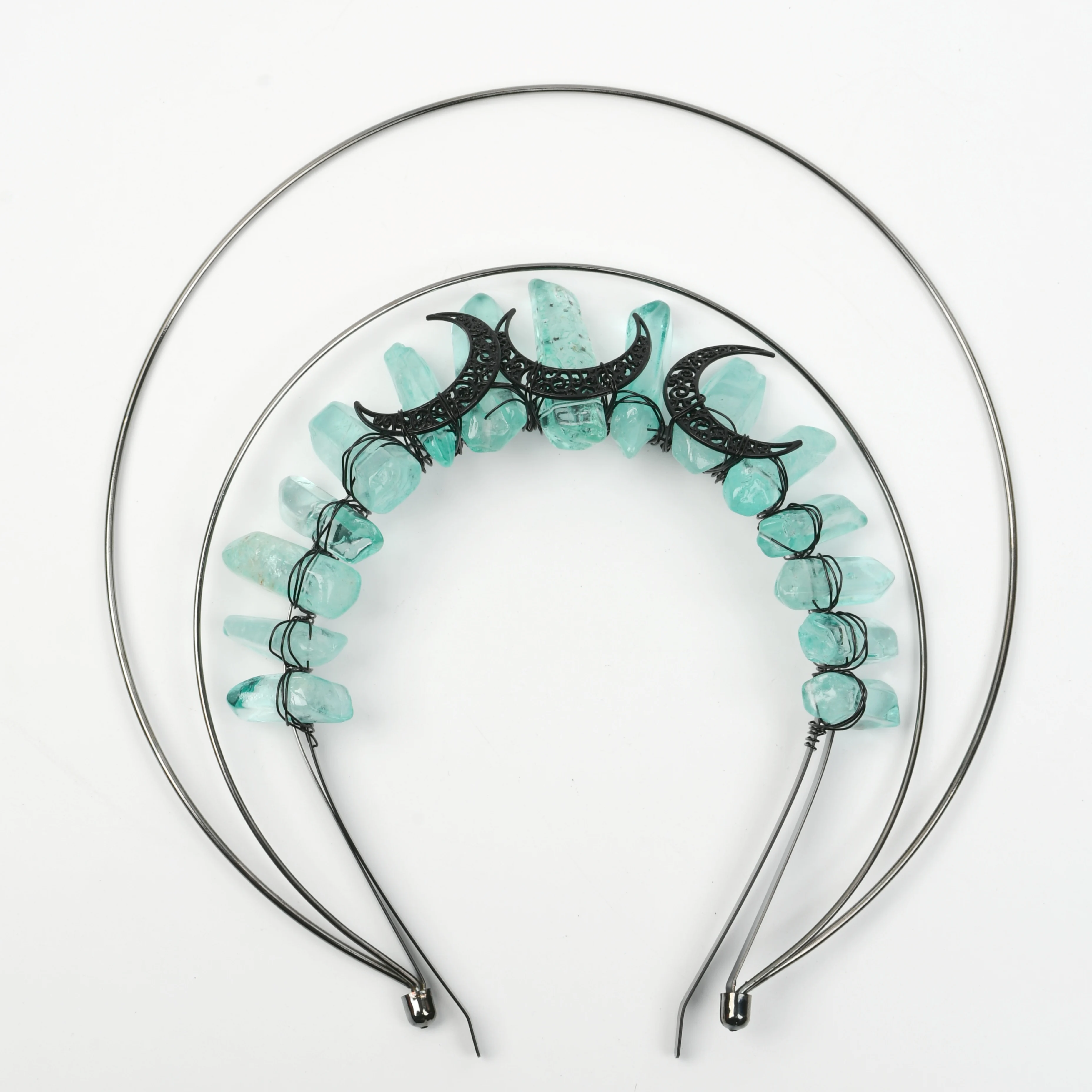 Couronne de bandeau de sorcière en cristal naturel de Style gothique, adaptée aux tenues gothiques, accessoires de sorcière Cosplay 2 pièces