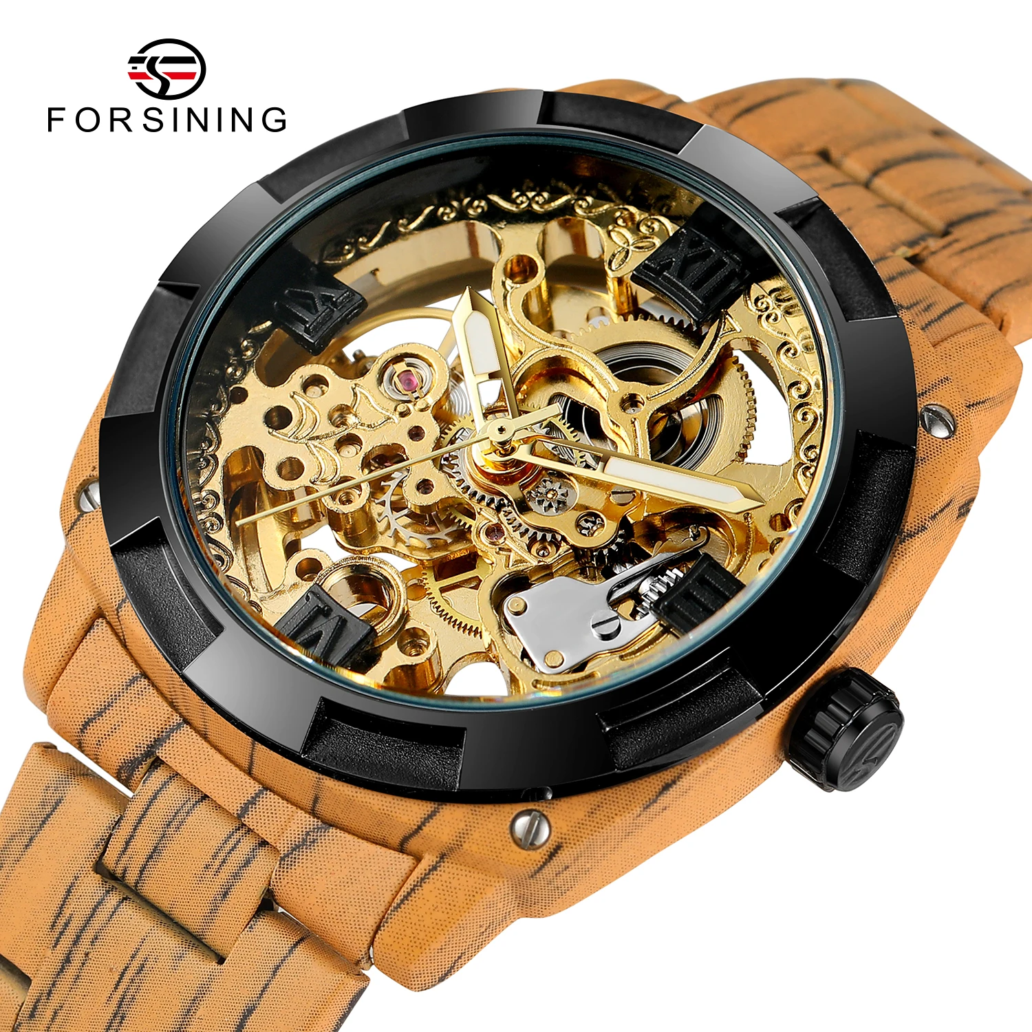 

Fashion Forsining Luxury Top Brand Full Steel Men Automatic Mechanical Newest For Skeleton Design Classic Hand Color Watches