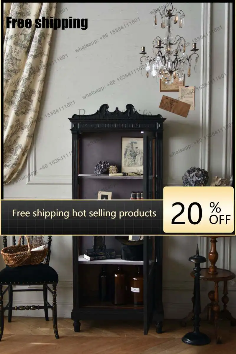 hot  American solid wood retro dining side cabinet small apartment bedroom storage haute couture storage cabinetFactory Direct