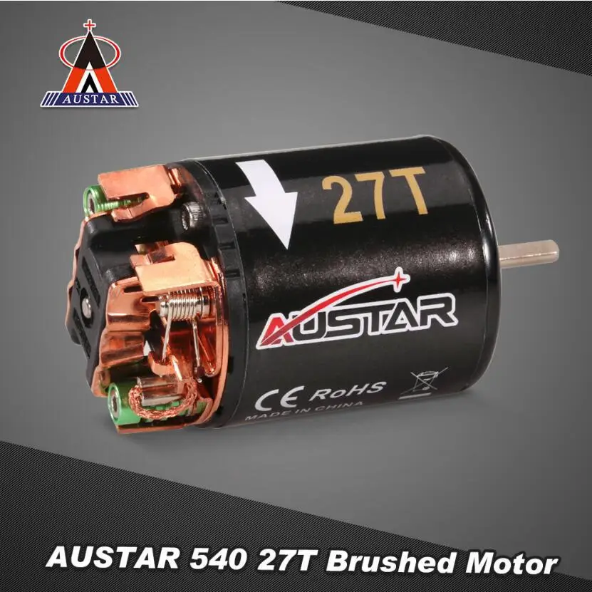 Austarhobby 540 Brushed Motor Parts, Replaceable Brush Motor Compatible with Hobbywing 1080 / 1060 ESC, 21T,27T,35T,45T,55T