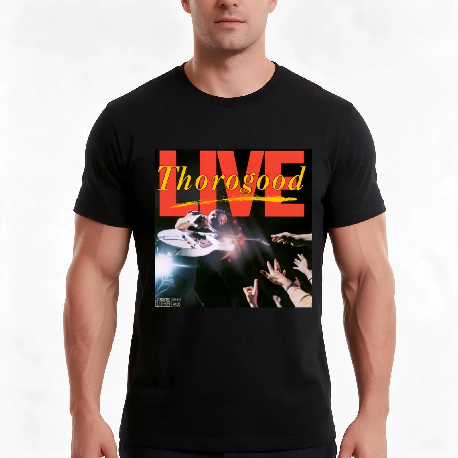 George Thorogood live T-Shirt, Summer Casual Cotton Tee, Oversized Streetwear Tops, Vintage Graphic Print, Unisex Men Women