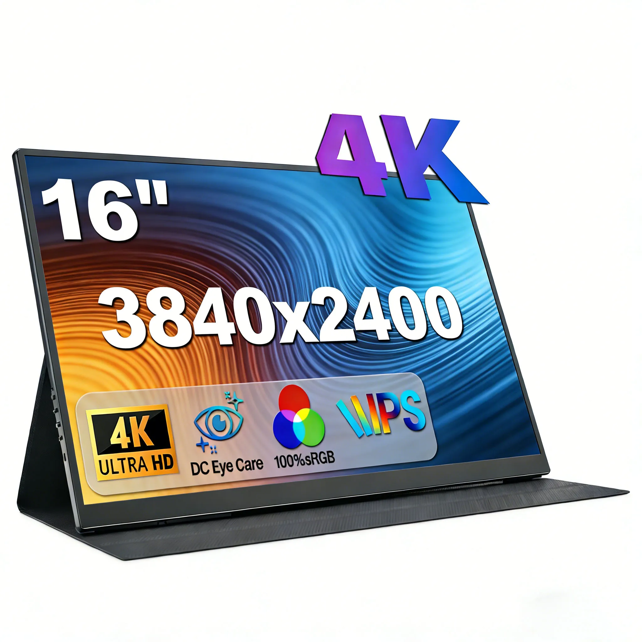 16" 4K Portable Monitor 3840x2400 16:10 UHD 1500:1 Contrast 