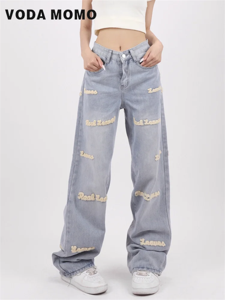 

Vintage High Waist Jeans Casual Straight Wide Leg Denim Trousers Lady Outdoor Korean Fashion Baggy Pants Women 2023 New Summer