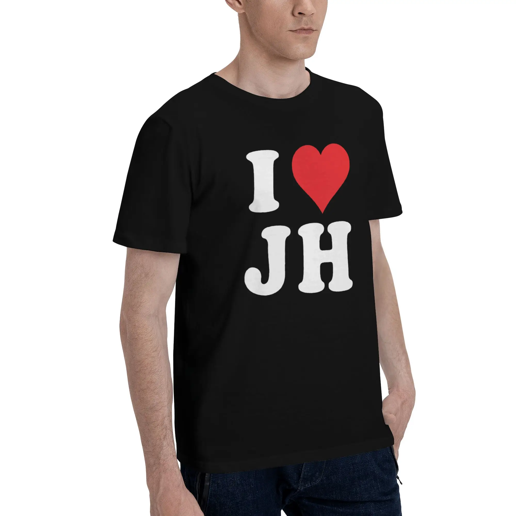 I Love JH Initials I Heart J.H. First Last Name J H  Outfit Unisex T Shirt Pure Cotton Tee Graphic Printing  Tops T-shirt