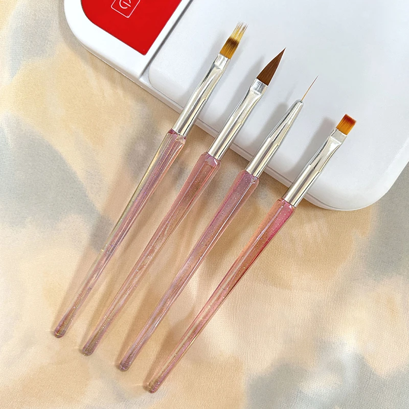 4 Stück Kunststoff UV-Gel Nagel bürsten Set DIY Nail Art Liner Pinsel Streifen muster Malpin sel Kits Erweiterung Zeichnung Carving Pen