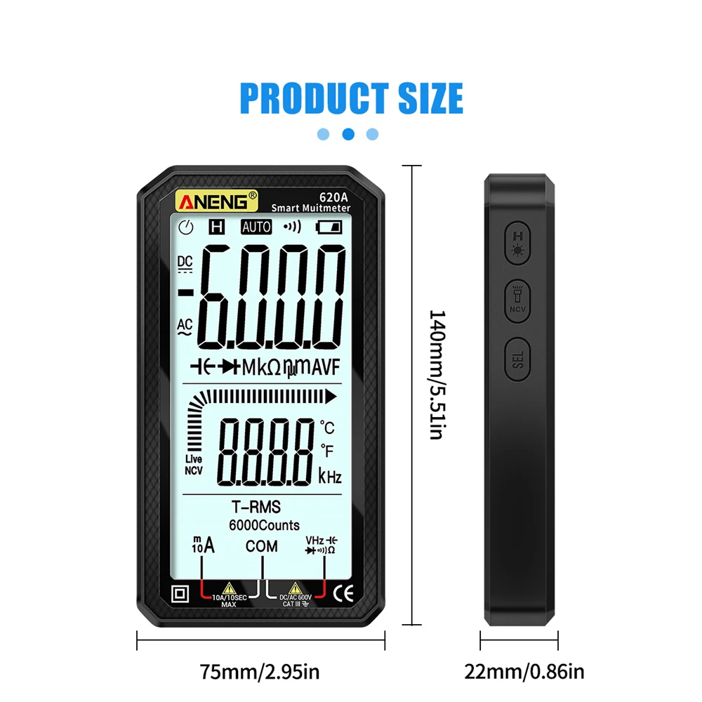 Smart Digital Multimeter Professional Automotive Tester Ohm Voltage Tester Meter Multimetro LCD Backlight Portable AC/DC Ammeter