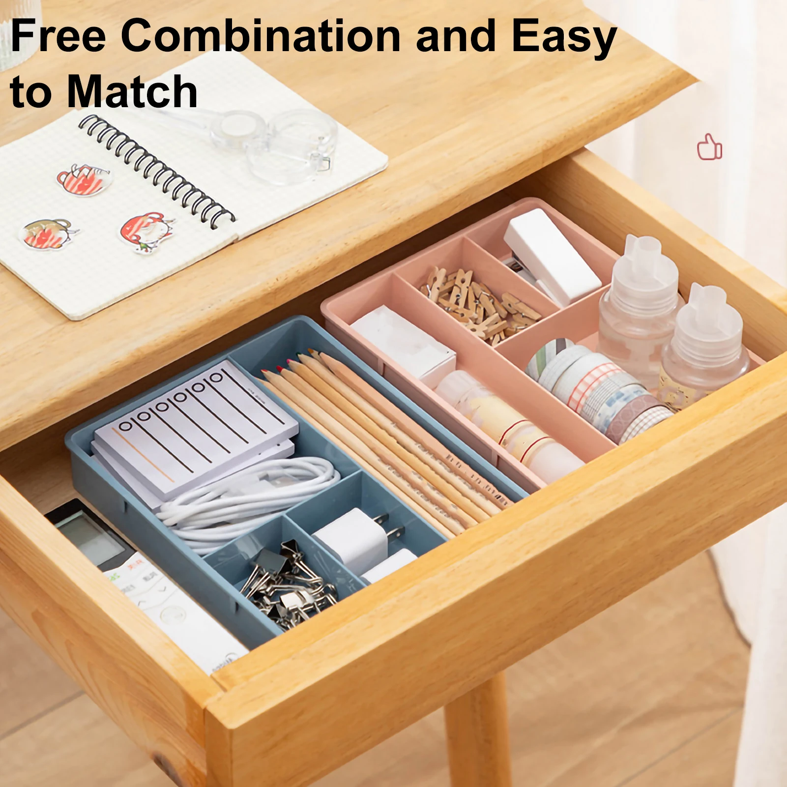 Table Drawer Storage Case Stackable Multi-Cell Sundries Storage Tray Dressing Desk Jewelry Stationery Organizer Makeup Organize