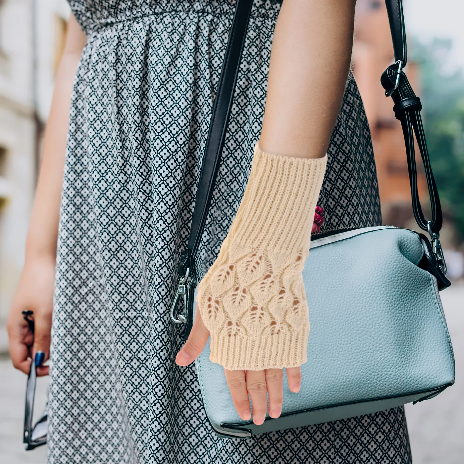 

Women Winter Hand Crochet Warmers Knit Fingerless Gloves for Indoor Outdoor Activities Pink Women Winter Knit Fingerless Gloves