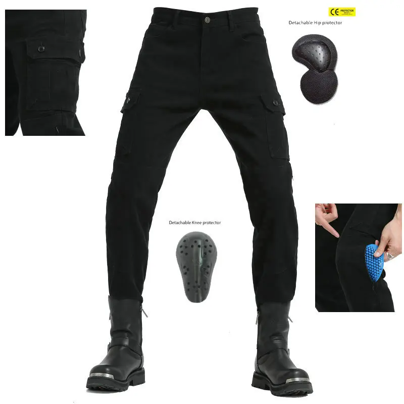 2026 Direct from Manufacturer Men's Motorcycle Jeans Anti-Fall Riding Pants Multi-Pocket Workwear with CE Protective Gear